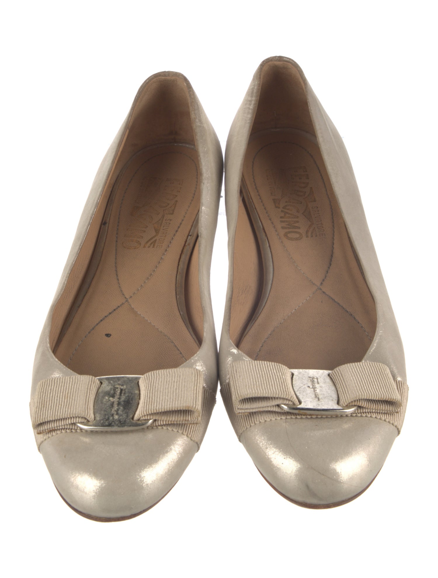 Salvatore Ferragamo Vara Bow Accent Leather Ballet Flats